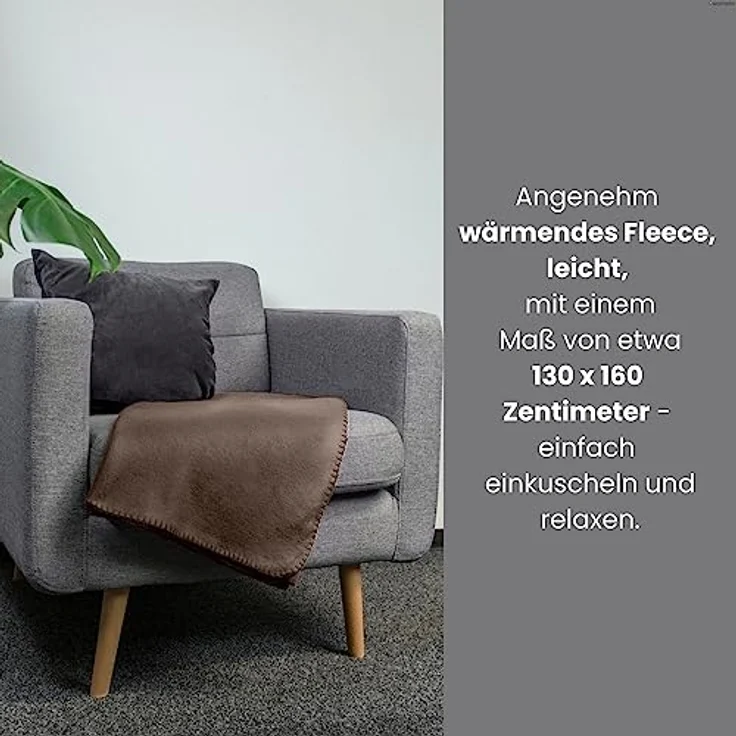 wometo 3er Set Polar Fleecedecke oekoTex 130x160 ca. 400g mit Anti-Pilling und Kettelrand braun – Bild 2