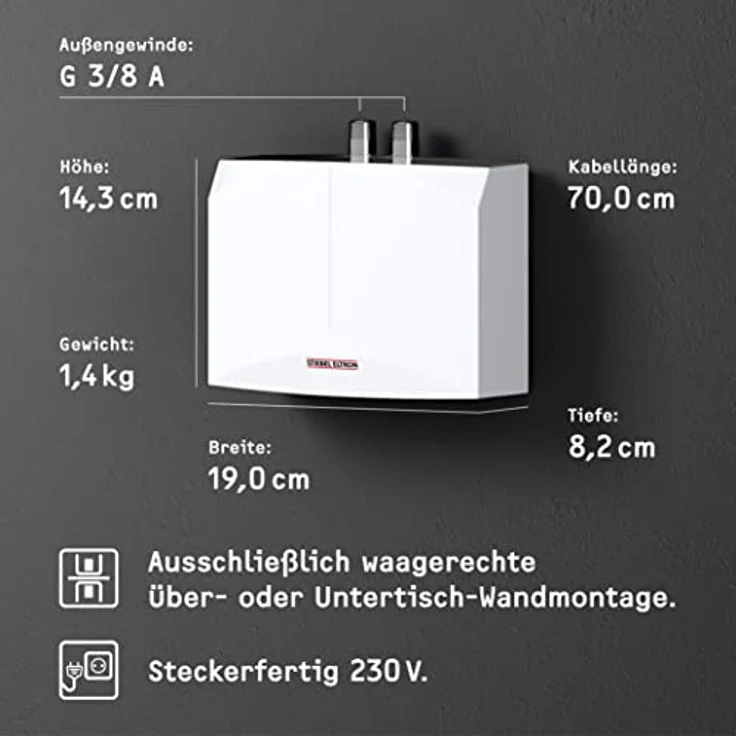 STIEBEL ELTRON DNM 3, hydraulischer Mini Durchlauferhitzer für Handwaschbecken, 3,5 kW, drucklos, VDE geprüft, mit Stecker 230V, Temperaturerhöhung um 25°C – Bild 5