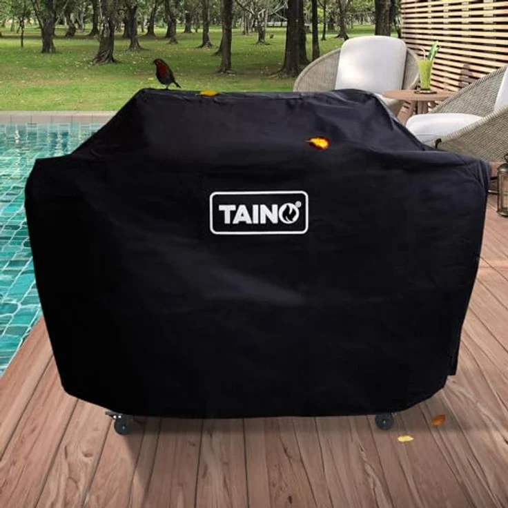 TAINO Abdeckhaube 3 Brenner Platinum Black 3+1, Wetterschutz Schutz-Plane, 125 x 110 x 48 cm – Bild 2