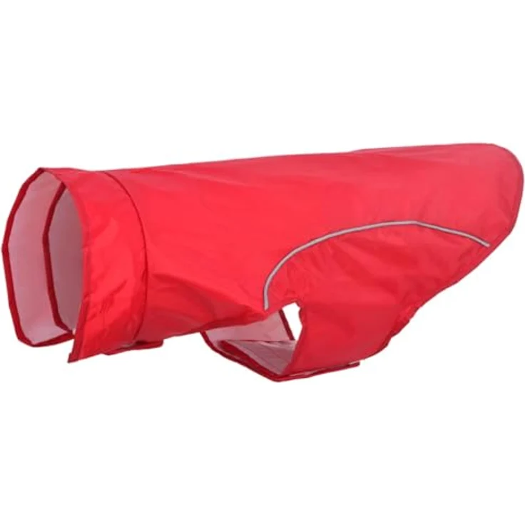 vidaXL Hunde Regenmantel 2XL, wasserdicht mit Reflexstreifen aus Polyester, rot, für Welpen, einfach anzuziehen und maschinenwaschbar – Bild 1