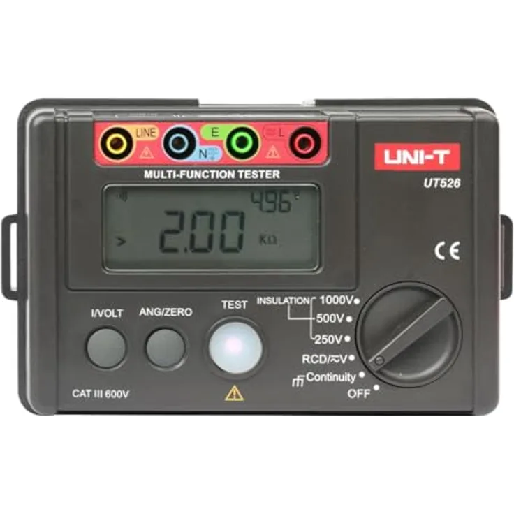 UNI-T UT526 Multifunktionales digitales Messgerät, Isolations- und Bodenwiderstandsmesser, RCD-Tester mit 10000 Anzeigeanzahl und automatischer AC/DC-Spannungserkennung