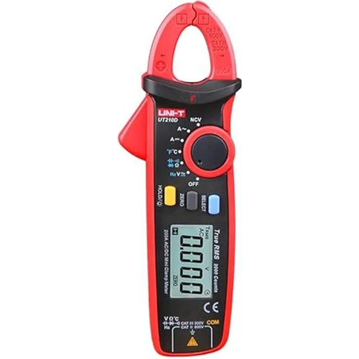 UNI-T UT210D Mini Zangenmultimeter, AC/DC Strommessgerät mit PEAK HOLD & DATA HOLD, True RMS, NCV, CAT III 600V, für Gleichstrommessung von 0,1mA bis 100A, inkl. Temperatursonde und Messleitungen – Bild 2