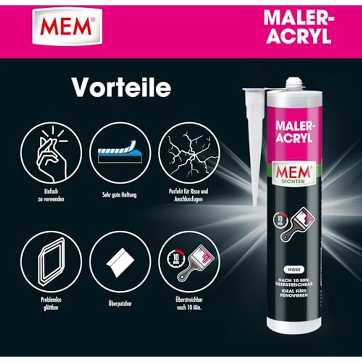 MEM Maler-Acryl weiß, 300 ml – Bild 4