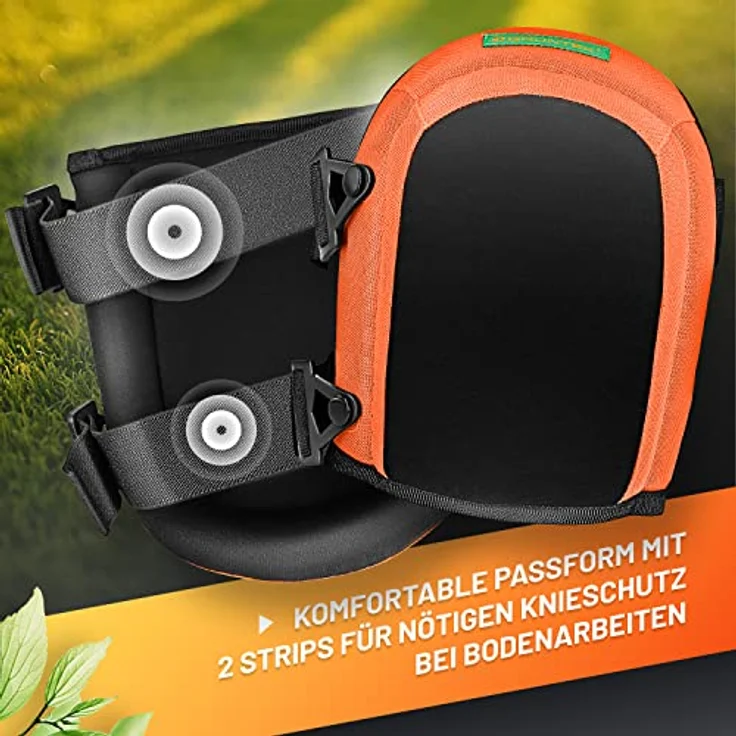 GRÜNTEK Soft-Knieschoner Klassik, 2 Strips, Comfort Gel Innenpolster, Universal-Größe, atmungsaktiv, Gartenarbeit, Pflastern – Bild 4