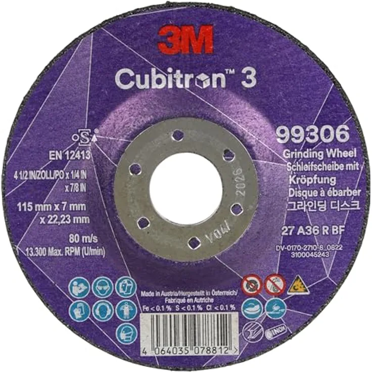 3M Cubitron 3 Schruppscheibe, 99306, 36+, T27, 115 mm x 7 mm x 22,23 mm, EN, 10/Pack, 20 Stück/VE