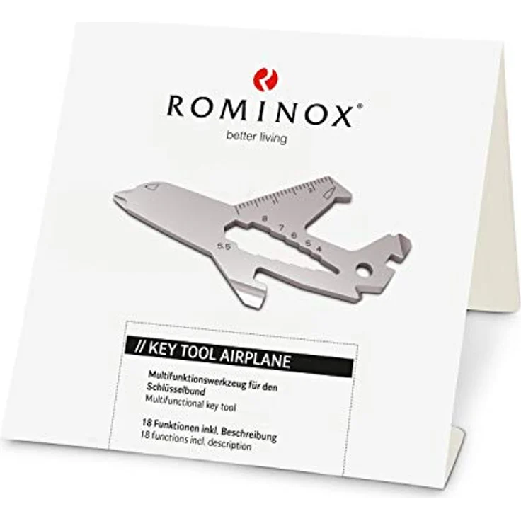 ROMINOX Key Tool Airplane, Edelstahl Multitool mit 18 Funktionen, Schlüsselanhänger für Geburtstags- und Weihnachtsgeschenke – Bild 4