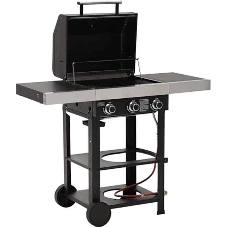 TAINO WABAYA 3+0 Gasgrill Grillwagen 2 Brenner Keramik Sear-Burner Piezo-Zündung Thermometer Warmhalterost Schwarz Matt – Bild 2