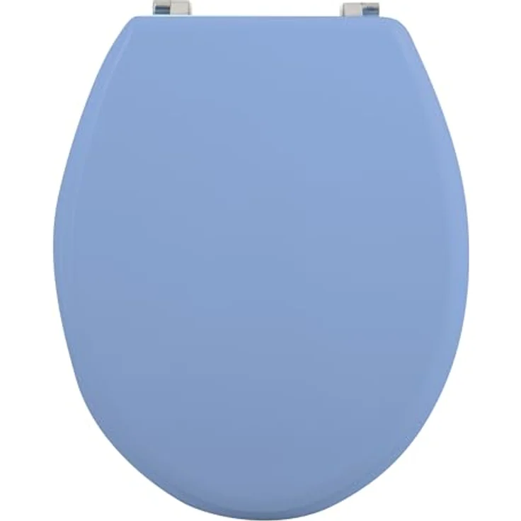 MSV WC-Sitz Cleo, MDF mit rostfreien Scharnieren, hellblau, 45 cm x 37 cm x 5,6 cm – Bild 2