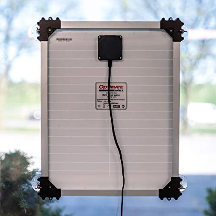 Tecmate Optimate Solar Duo 20W, Solarpanel Reise-Kit mit 6-Stufen Smart-Ladegerät für 12V Blei-Säure- und Lithiumbatterien, wetterfest – Bild 6