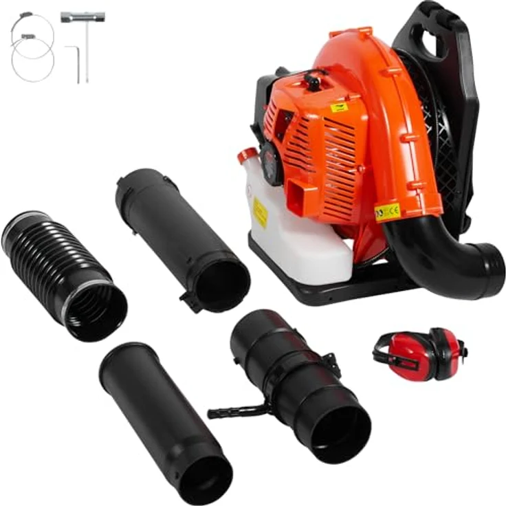 VEVOR Rucksack-Laubbläser, 79 CC 2-Takt Benzin, 930 CFM Luftvolumen, 184 MPH Geschwindigkeit, 3-Liter-Kraftstofftank, ideal für Rasenpflege und Laubreinigung – Bild 9