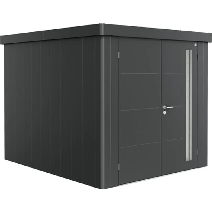 Biohort Gerätehaus Neo 3B Doppeltür 235,5 x 291,5 cm dunkelgrau-metallic, 3-fach Verriegelung, Gasdruckfederöffnung, optionale Isolierung
