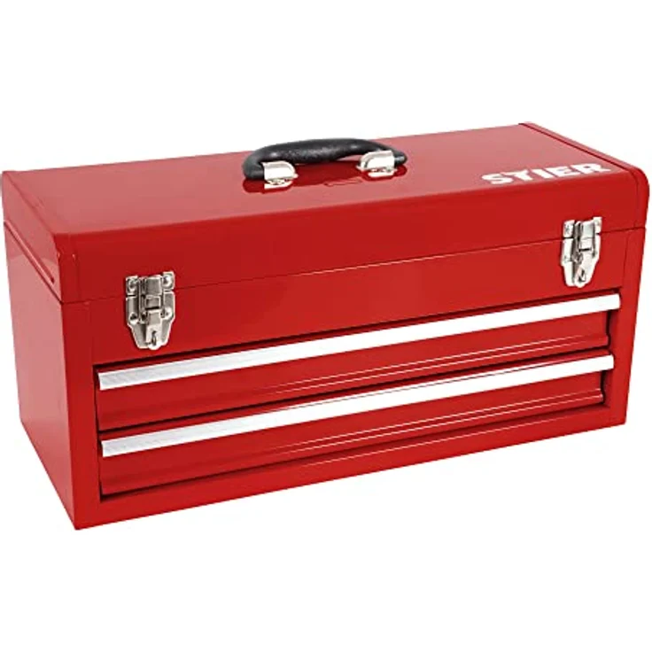 Stier Werkzeugkoffer, Werkzeugbox leer, 2 Schubläden, LxBxH 520x218x243 mm, aus stabilem Stahlblech – Bild 1
