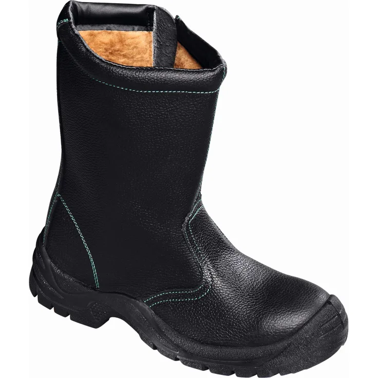 teXXor® S3-Winterreißverschlussstiefel ZIPPER, robust, schwarz/grün, rutschfest, mit Stahl-Zehenschutz und durchtrittsicheren Sohlen