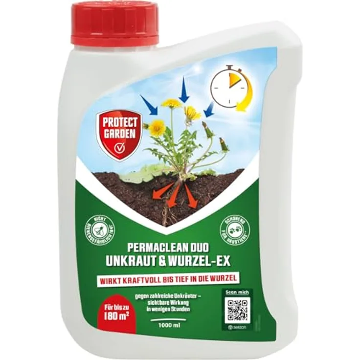Protect Garden Permaclean Duo Unkraut & Wurzel-Ex 1l, Effektives Unkrautmittel mit zweifach Wirkung gegen alle Unkräuter, Glyphosatfrei