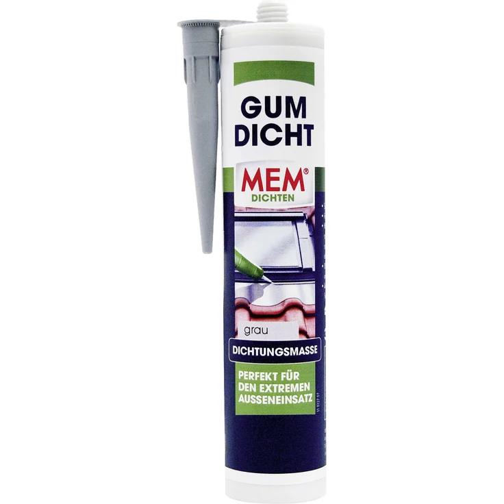 MEM Gum Dicht grau, 310 ml Dichtungsmasse Außen für Dach, Wand, Boden grau lösemittelhaltig – Bild 1