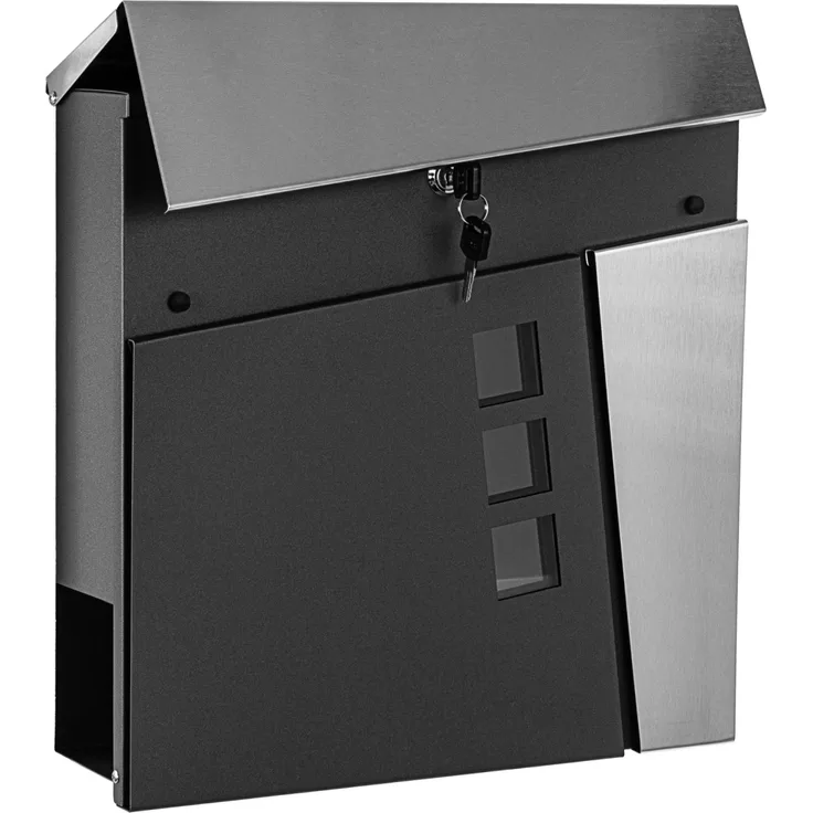 STILISTA Wandbriefkasten 370x370x110 Anthrazit-Edelstahl Köln