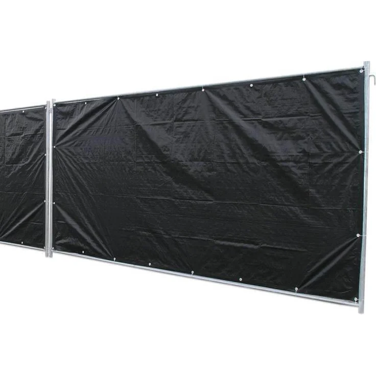 Noor Bauzaunplane Profi 1,76x3,41 m schwarz Plane Zaun – Bild 1