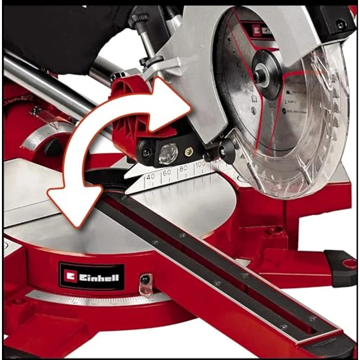 Einhell Zug-Kapp-Gehrungssäge TE-SM 2131 Dual (1600 W, 5000 min.-1, max. Schnittbreite 310 mm, Sägeblatt D 210 mm, Softstart, Spannvorrichtung, inkl. HM-Sägeblatt) – Bild 3