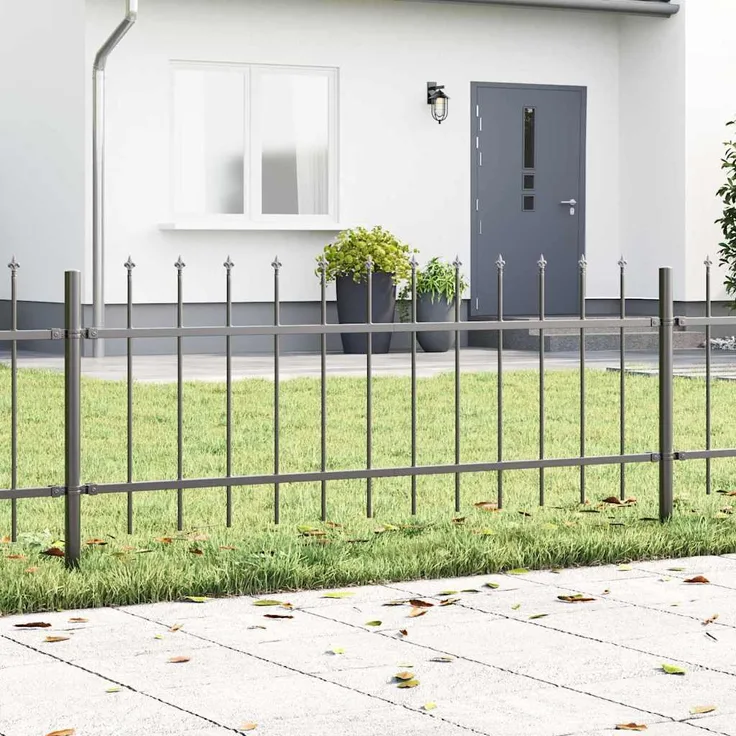 Prolenta Maison Exclusive - Gartenzaun WOERDEN, 7 Stück, pulverbeschichtet, 11,9 x 0,6 m, grau