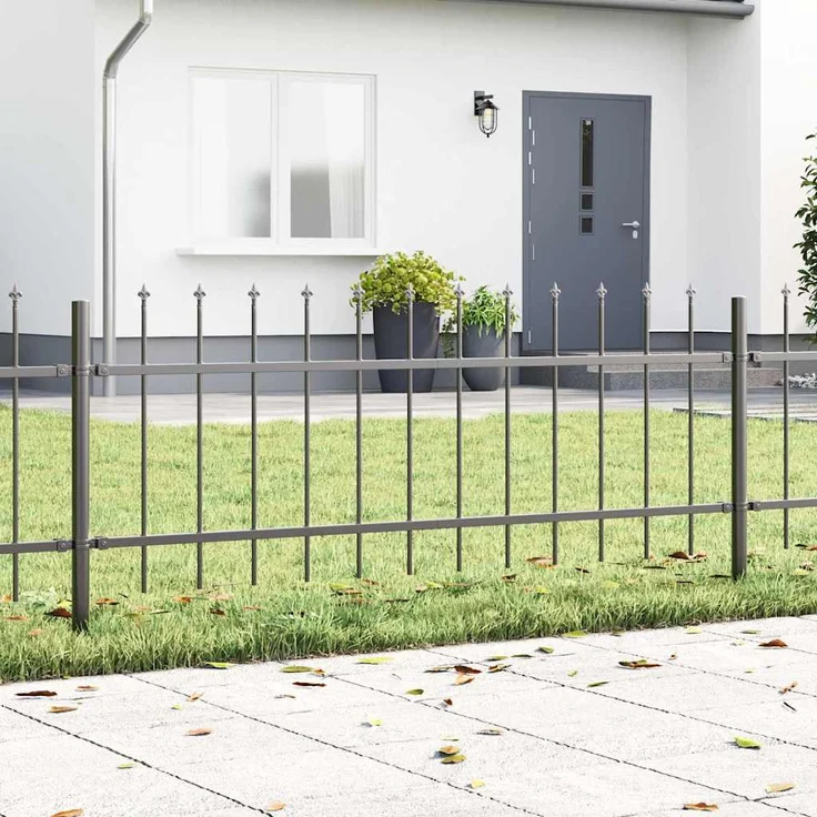 Prolenta Maison Exclusive - Gartenzaun WOERDEN, 7 Stück, pulverbeschichtet, 11,9 x 0,6 m, grau