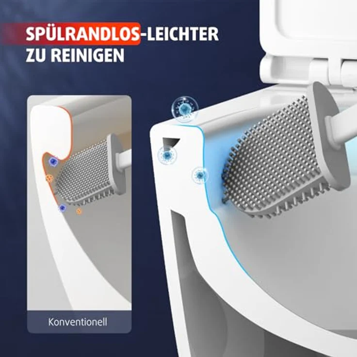 Rainsworth Hänge WC Spülrandlos Toilette - 360° Einloch Superspin Spülung Wand WC, Geräuscharme Toilettenspülung, Absenkautomatik, Weiß, 48.5cm – Bild 4