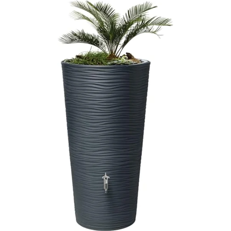 Garantia Regentonne Natura 2in1 Graphite Grey - 210L Regenwasserspeicher mit Pflanzschale, Gartenbewässerung, UV-beständig - Made in Germany – Bild 3