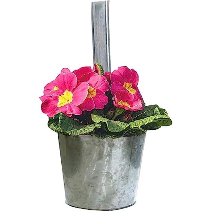 Spetebo 6er Set Balkon Hängetopf Silber mit Haken zum Aufhängen - Zink Garten Blumentopf für Geländer und Zaun - Pflanzen Hängetöpfe Kräuter Topf Blumen Vase Übertopf mit Aufhängung – Bild 4
