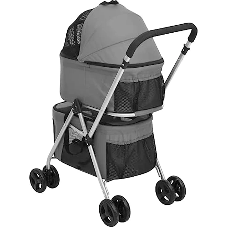 vidaXL Hunde-Transportbox Hundewagen für 2 Hunde Faltbar Grau 83x48x97 cm Oxford-Gewebe – Bild 5