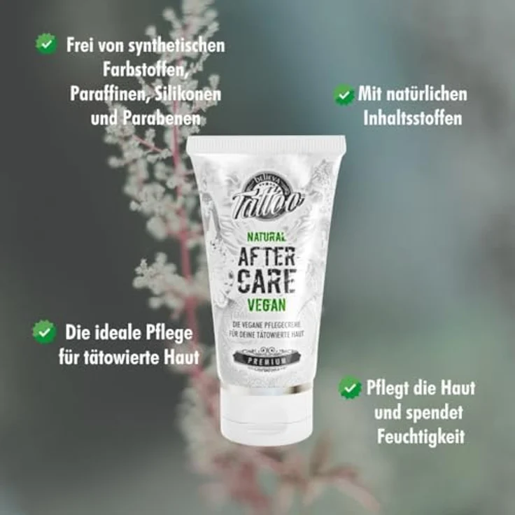 Believa Tattoo Vegane Tattoocreme, ÖKO-Test "GUT", 50ml - Tägliche Pflege mit Tigergras, Aloe Vera und Sheabutter – Bild 4