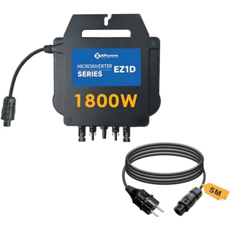 EnjoySolar APsystems® Mikrowechselrichter EZID 1800W mit integriertem WLAN & Bluetooth + 5m Netzanschlusskabel Betteri® BC01 auf Schuko für Balkonkraftwerk, 0% MwSt