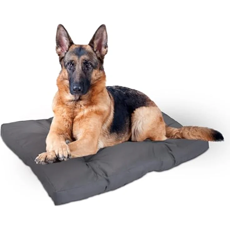 Relaxdays Hundebett, 110 x 90 cm, weiches Hundekissen für große Hunde, wasserfest, waschbar, Hundematte, Tierbett, grau – Bild 1