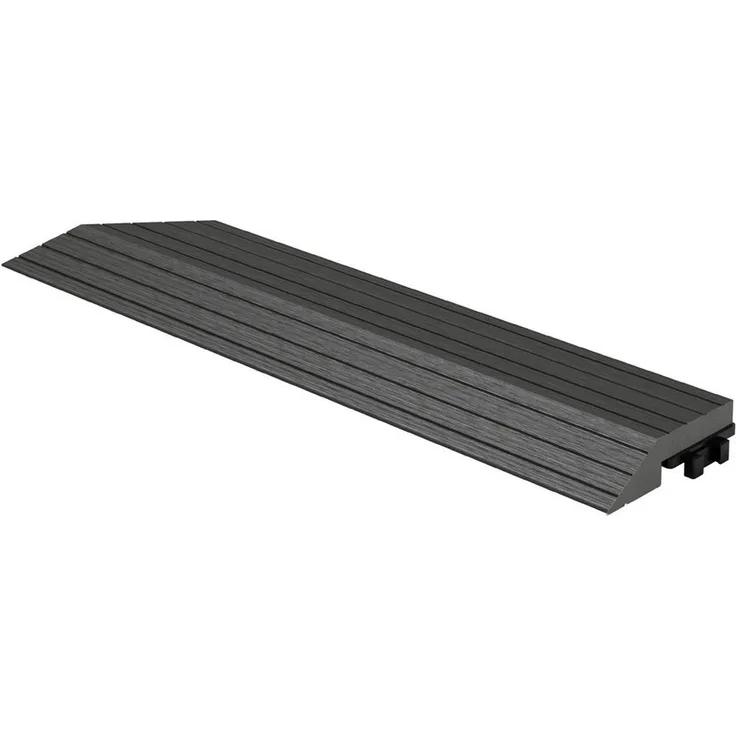 ML-DESIGN WPC Abschlussleiste Ecke links, anthrazit, 38x2x7,5 cm, wetterbeständig und rutschhemmend für Terrassen und Balkone