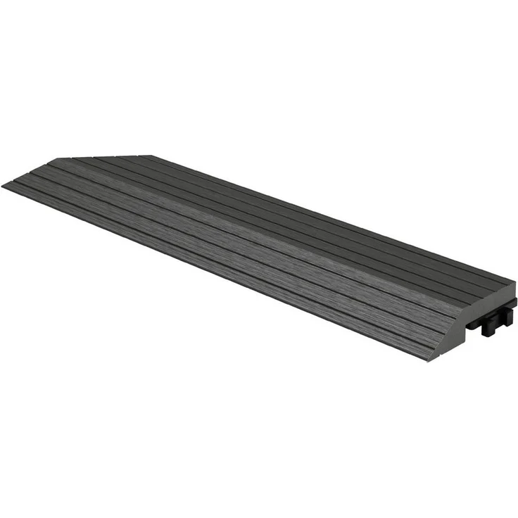 ML-DESIGN WPC Abschlussleiste Ecke links, anthrazit, 38x2x7,5 cm, wetterbeständig und rutschhemmend für Terrassen und Balkone
