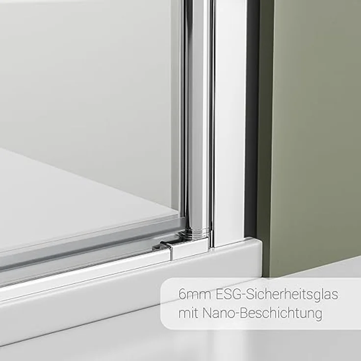 NEXTREND Nischendusche NT218, Doppelpendeltüren aus 6 mm Nano Echtglas, Breite: 1120 mm, Chrom Profilfarbe – Bild 2