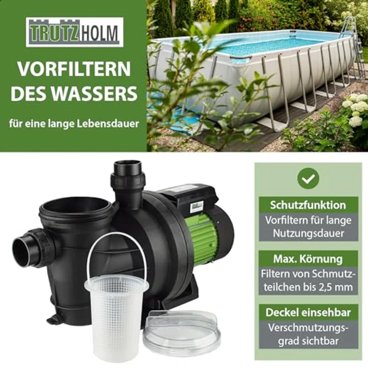 Baumarktplus TRUTZHOLM Schwimmbadpumpe Poolpumpe Swimmingpool 800W 15m³l-h – Bild 7
