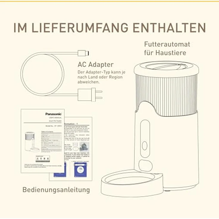 Panasonic CP-JNF01CW Smart Pet Feeder, automatischer Futternapf mit 2,8 l Fassungsvermögen und App-Steuerung für Katzen und kleine Hunde – Bild 6
