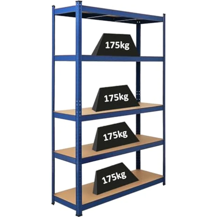 PROREGAL Schwerlastregal Ragnar für Gesamtlast 875kg Maße: 180x120x40 Blau, Kellerregal, Steckregal, Garagenregal, Lagerregal