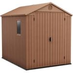 Keter Gerätehaus Darwin 6x8, Braun, Außenmaße 190x244x221cm, wartungsfrei, wetterfest, wasserdicht, mit Unterboden