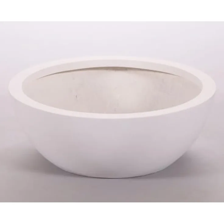 Elegant Einrichten Pflanzkübel Fiberglas Schale-Rund D46xH16cm, Perlmutt-Weiß, UV-beständig und frostsicher