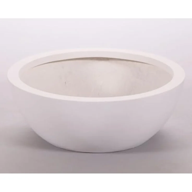 Elegant Einrichten Pflanzkübel Fiberglas Schale-Rund D46xH16cm, Perlmutt-Weiß, UV-beständig und frostsicher – Bild 1