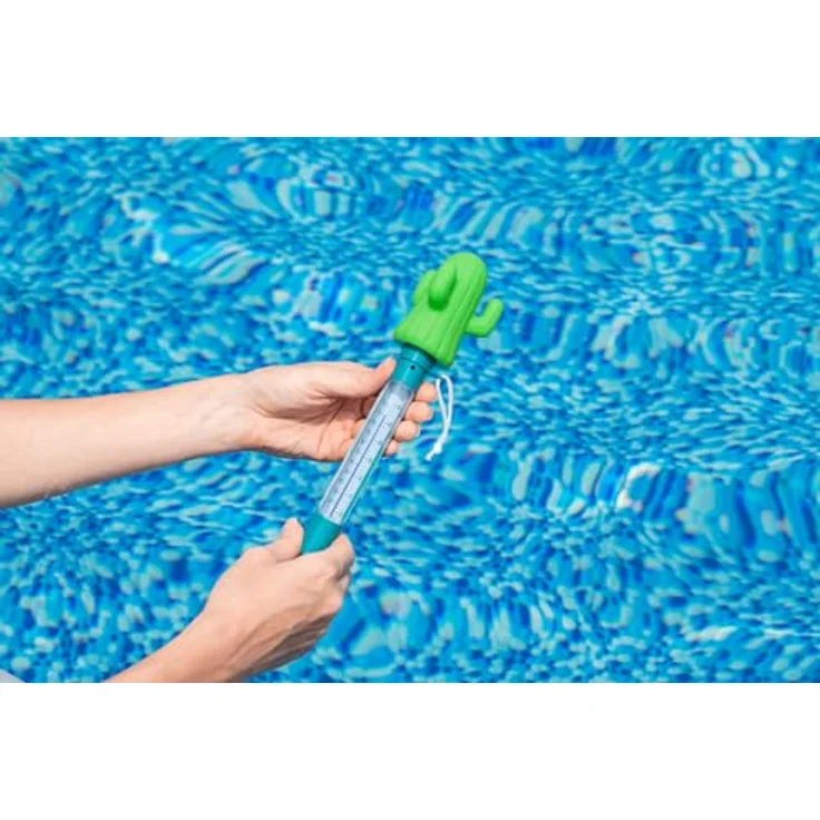 Bestway Poolzubehör-Set, schwimmendes Kaktus-Thermometer 25cm & Dosierschwimmer Ø 12,5cm, für Pooltemperatur & Chlordosierung, stylisch mit verstellbarer Dosieröffnung – Bild 6