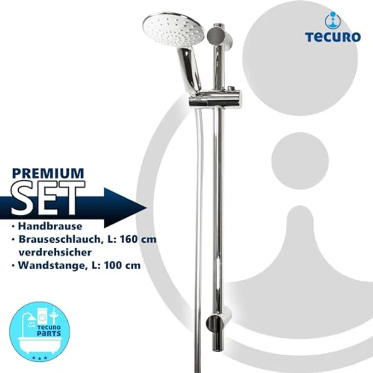 tecuro Brausegarnitur Brauseset ew-120R - mit 2 Funktionen, Brauseschlauch 160 cm, verchromt – Bild 5