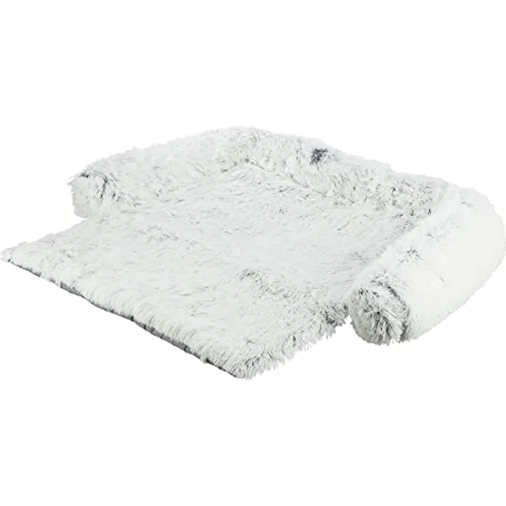 TRIXIE wasserundurchlässige und besonders kuschelige Hundedecke für die Couch Polster-SCHONDECKE Harvey, ECKIG, 90 × 90 cm, WEIß-SCHWARZ mit abnehmbarem, waschmaschinengeeignetem Bezug - 38046