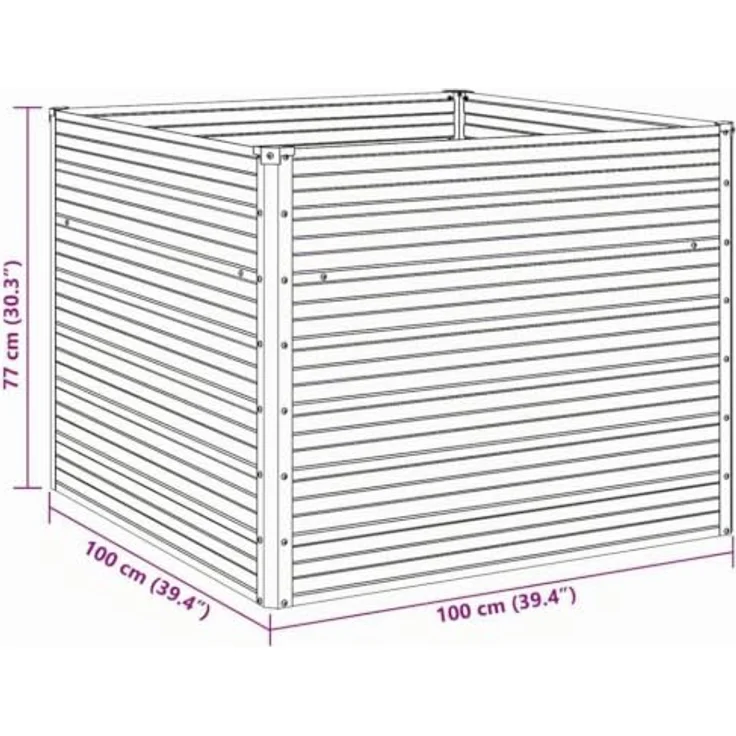 vidaXL Hochbeet Anthrazit 100 x 100 x 77 cm Verzinkter Stahl – Bild 3