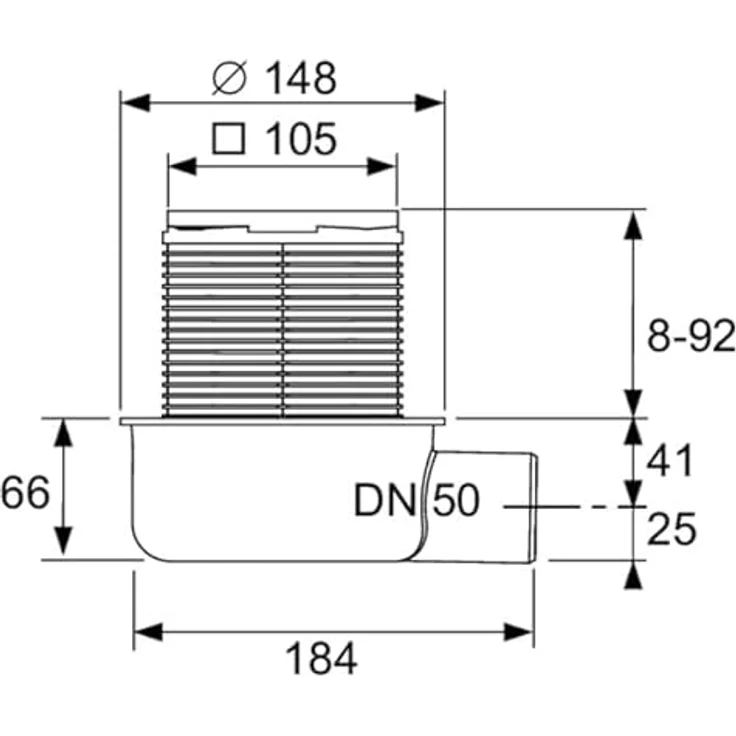 TECE TECEdrainpoint S 50 Ablaufset superflach DN 50, Kunststoff mit Edelstahl Designrost, belastbar bis 300 kg – Bild 3