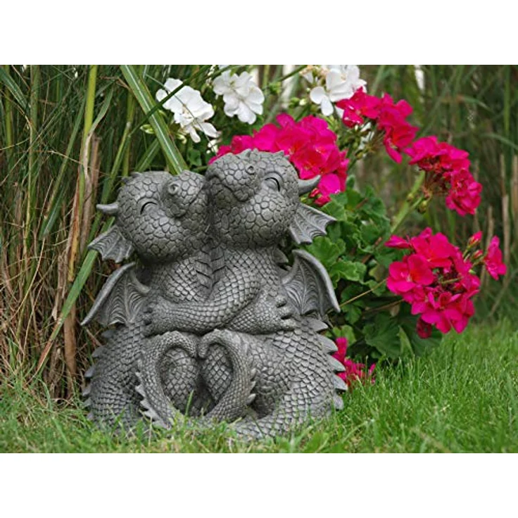 MystiCalls Gartenfigur Gartendrache - Modell kuschelnd - Fantasy Figur Deko Drache Garten – Bild 3