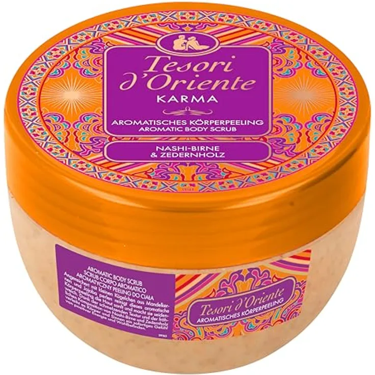 Tesori d'Oriente Körperpeeling Karma, Nashi-Blüte & Zedernholz, sanftes Peeling mit Mandelkernen und Jojobaperlen, 300 ml