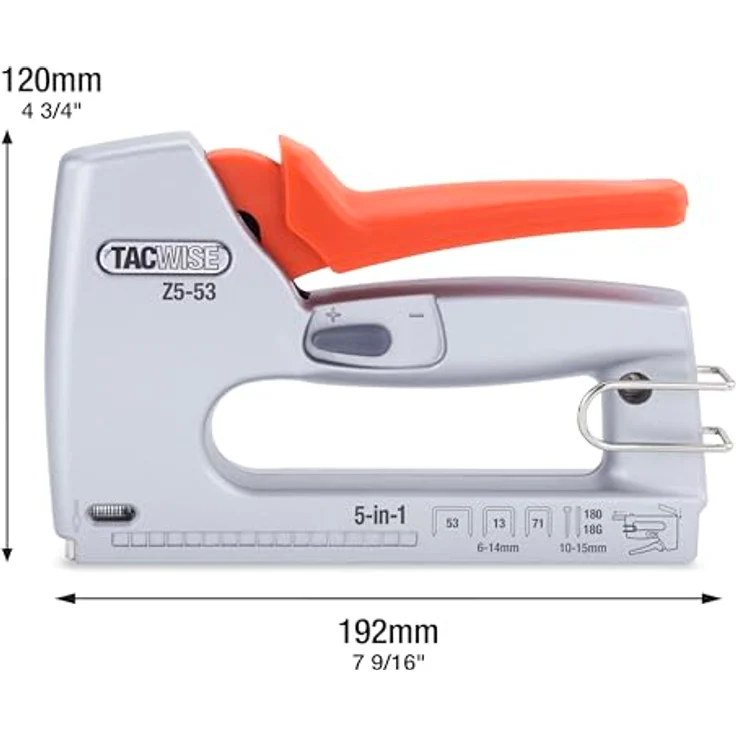 Tacwise Handtacker/-nagler Z-CT Heavy Duty, vielseitig einsetzbar für Heftklammern und Nägel, silber/orange – Bild 7