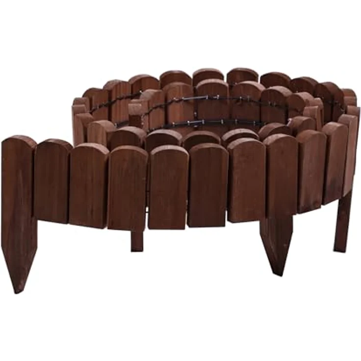 Gartenwelt Riegelsberger Rollboarder Braun Länge 203 cm Zaunhöhe 10 cm Holzzaun Mähkante Rasenkante Tannenholz – Bild 1