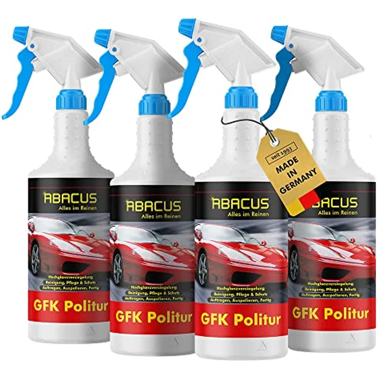 GFK-Politur, Schnellpolitur, Autoglanz, Autopolitur, Autopflege, KFZ-Politur, Kunststoffpolitur, Lackpolitur, Wohnwagenpolitur, Bootpolitur, Waschen ohne Wasser – ABACUS GFK-Politur 2x 750 ml (7765.4) – Bild 1